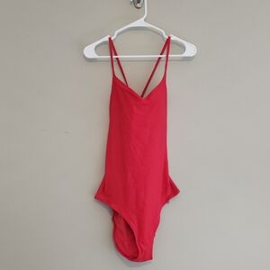 Red One-Piece Swimsuit with Thin Straps